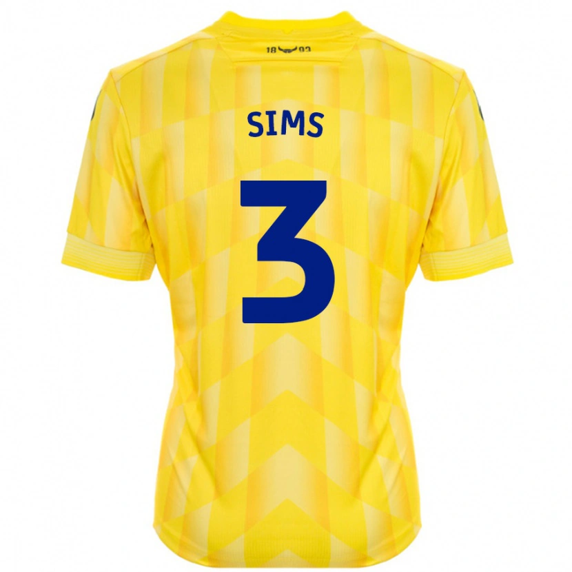 Danxen Kinderen Gemma Sims #3 Geel Thuisshirt Thuistenue 2024/25 T-Shirt