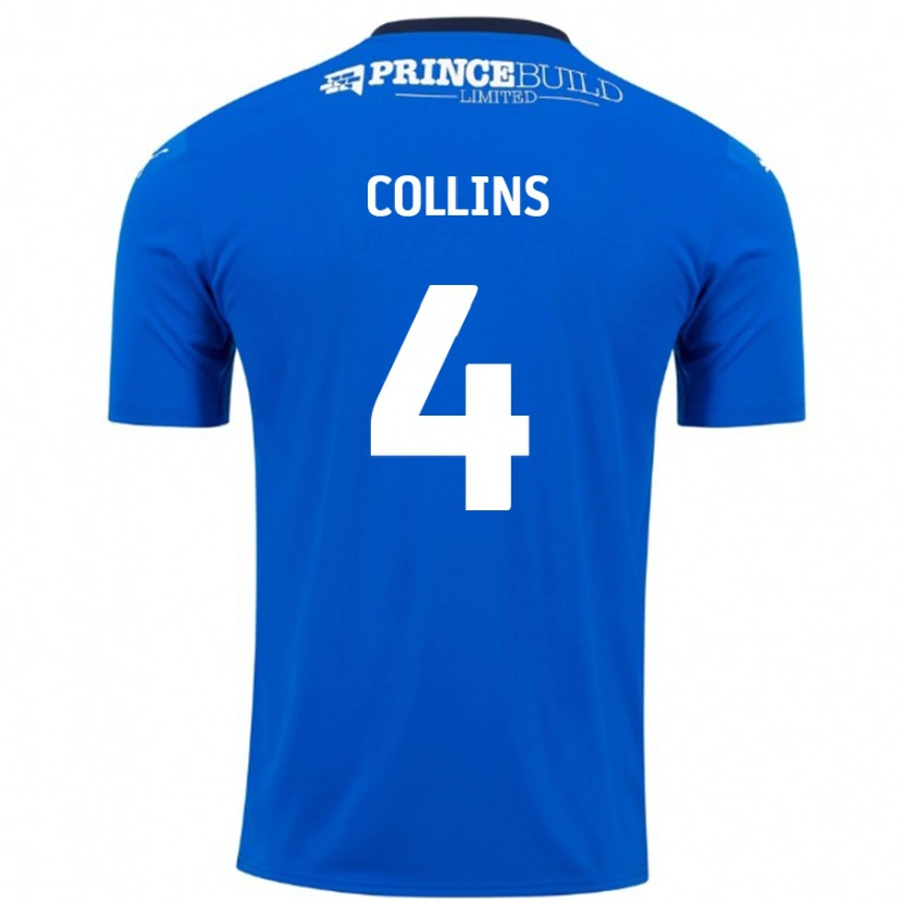 Danxen Kinderen Archie Collins #4 Blauw Wit Thuisshirt Thuistenue 2024/25 T-Shirt