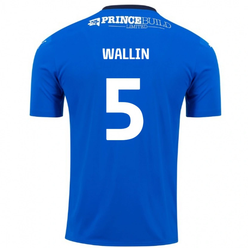 Danxen Kinderen Oscar Wallin #5 Blauw Wit Thuisshirt Thuistenue 2024/25 T-Shirt