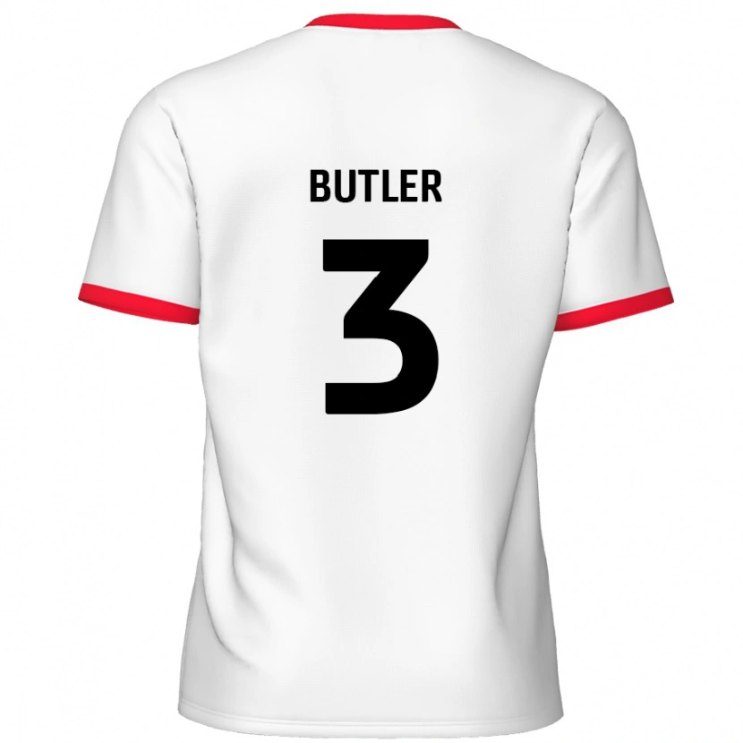 Danxen Kinderen Dan Butler #3 Wit Rood Thuisshirt Thuistenue 2024/25 T-Shirt