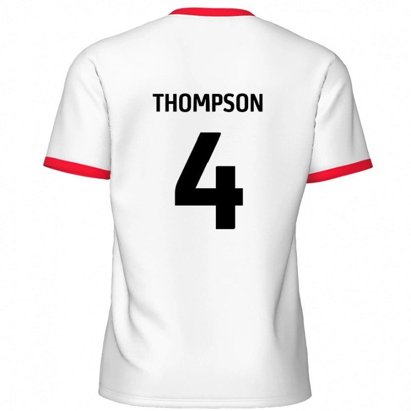 Danxen Kinderen Nathan Thompson #4 Wit Rood Thuisshirt Thuistenue 2024/25 T-Shirt