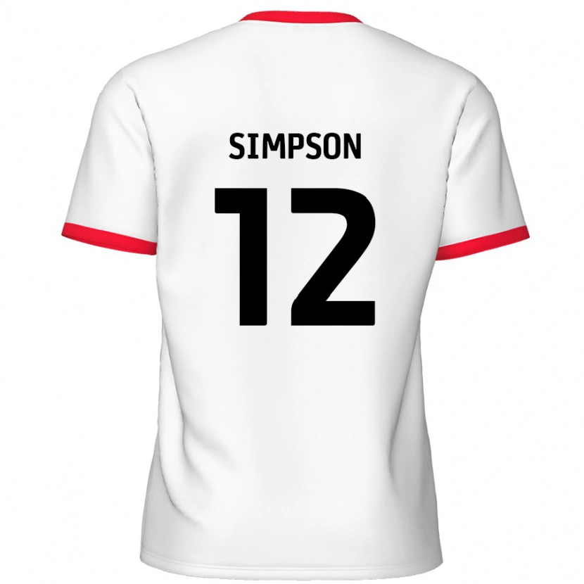 Danxen Kinderen Tyreece Simpson #12 Wit Rood Thuisshirt Thuistenue 2024/25 T-Shirt