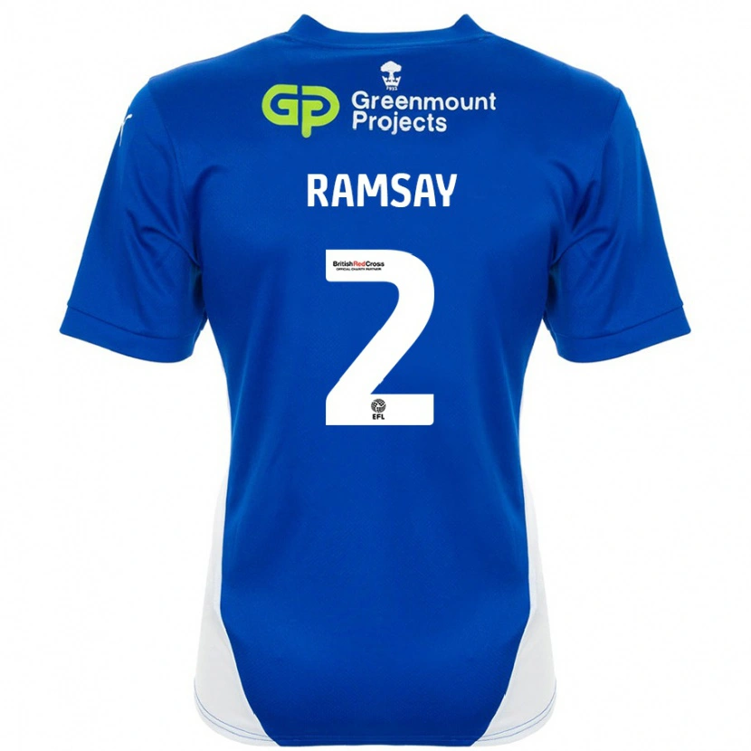 Danxen Kinderen Calvin Ramsay #2 Blauw Wit Thuisshirt Thuistenue 2024/25 T-Shirt