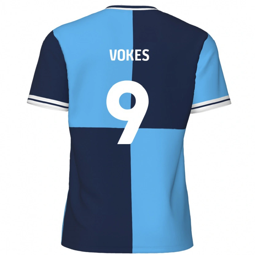 Danxen Kinderen Sam Vokes #9 Hemelsblauw Donkerblauw Thuisshirt Thuistenue 2024/25 T-Shirt