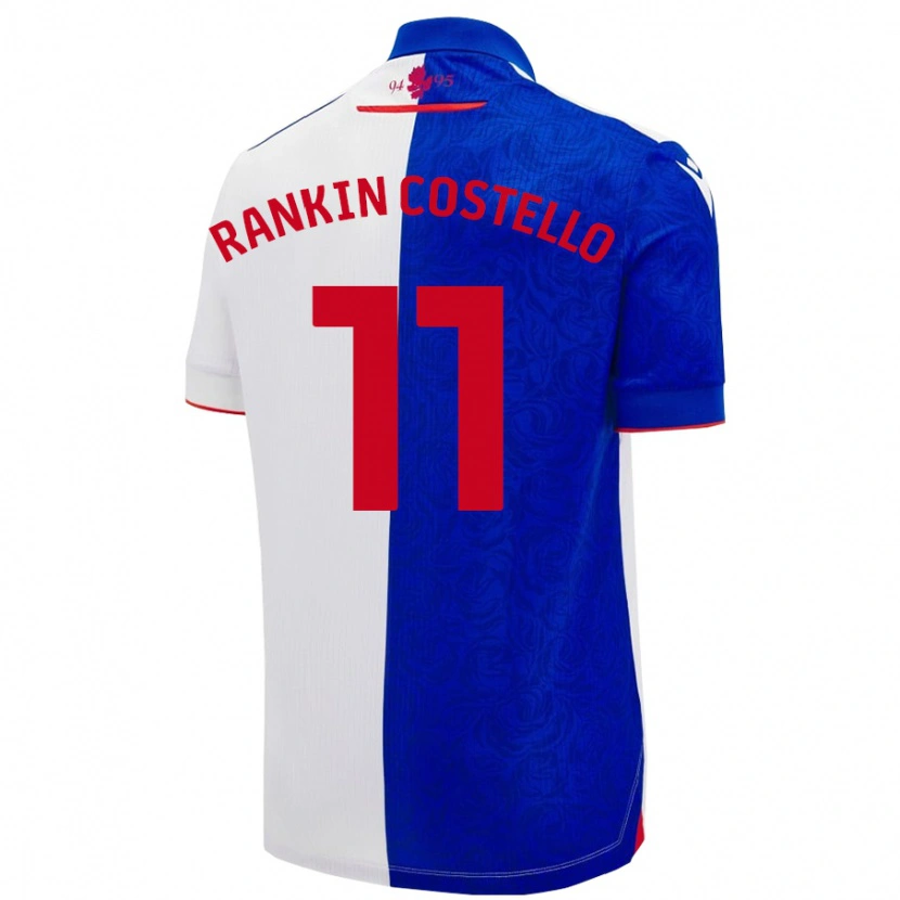 Danxen Kinderen Joe Rankin-Costello #11 Hemelsblauw Wit Thuisshirt Thuistenue 2024/25 T-Shirt