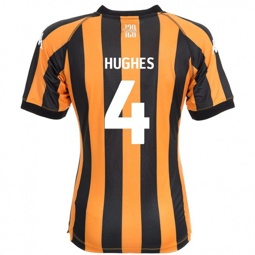 Danxen Kinderen Charlie Hughes #4 Zwart Amber Thuisshirt Thuistenue 2024/25 T-Shirt