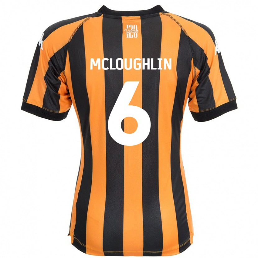 Danxen Kinderen Sean Mcloughlin #6 Zwart Amber Thuisshirt Thuistenue 2024/25 T-Shirt