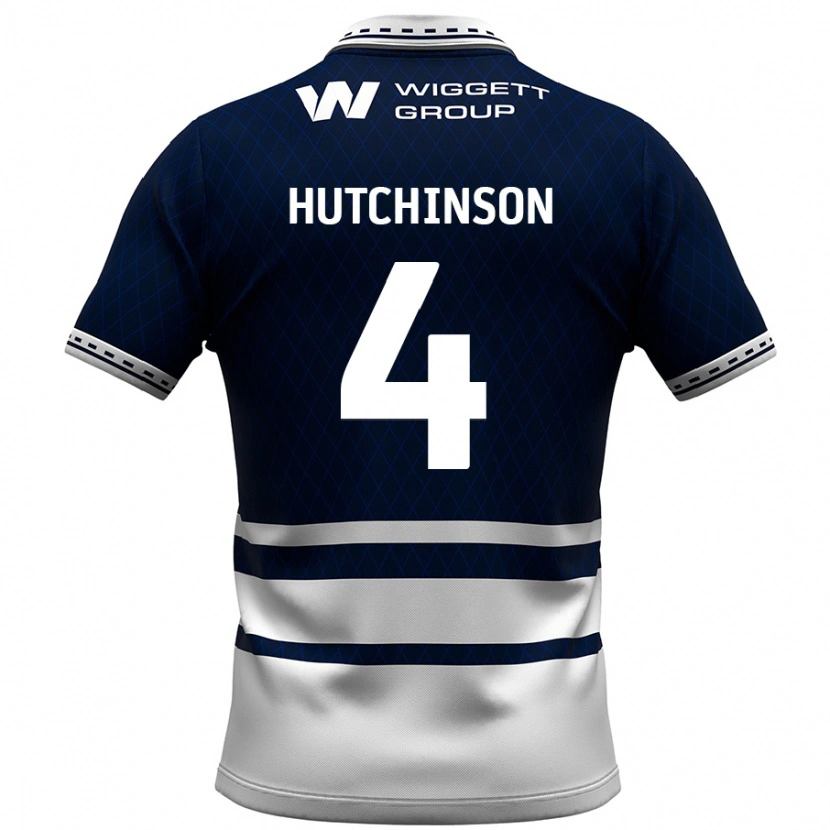 Danxen Kinderen Shaun Hutchinson #4 Marineblauw Wit Thuisshirt Thuistenue 2024/25 T-Shirt