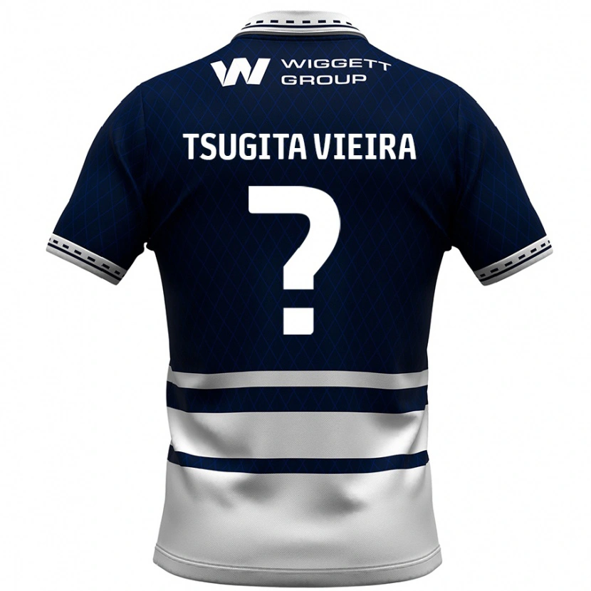 Danxen Kinderen Sacha Tsugita Vieira #0 Marineblauw Wit Thuisshirt Thuistenue 2024/25 T-Shirt