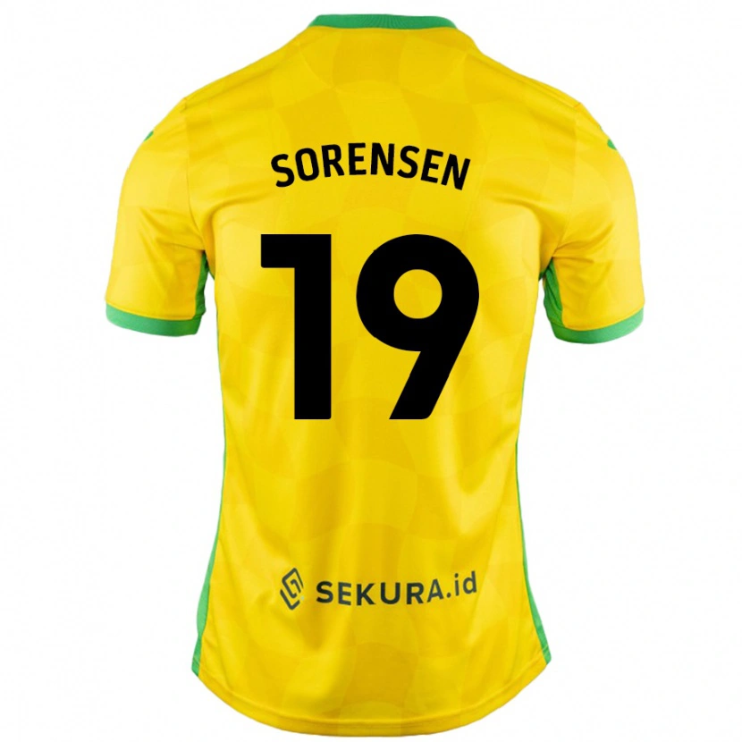 Danxen Kinderen Jacob Lungi Sørensen #19 Geel Groen Thuisshirt Thuistenue 2024/25 T-Shirt