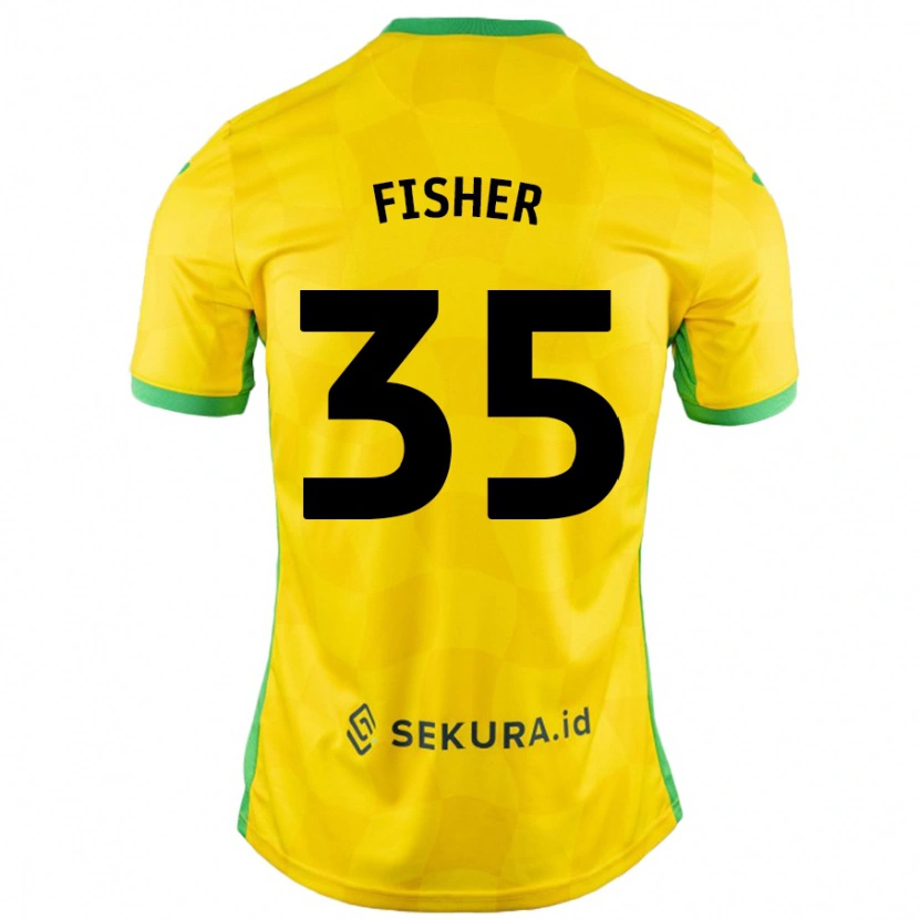 Danxen Kinderen Kellen Fisher #35 Geel Groen Thuisshirt Thuistenue 2024/25 T-Shirt