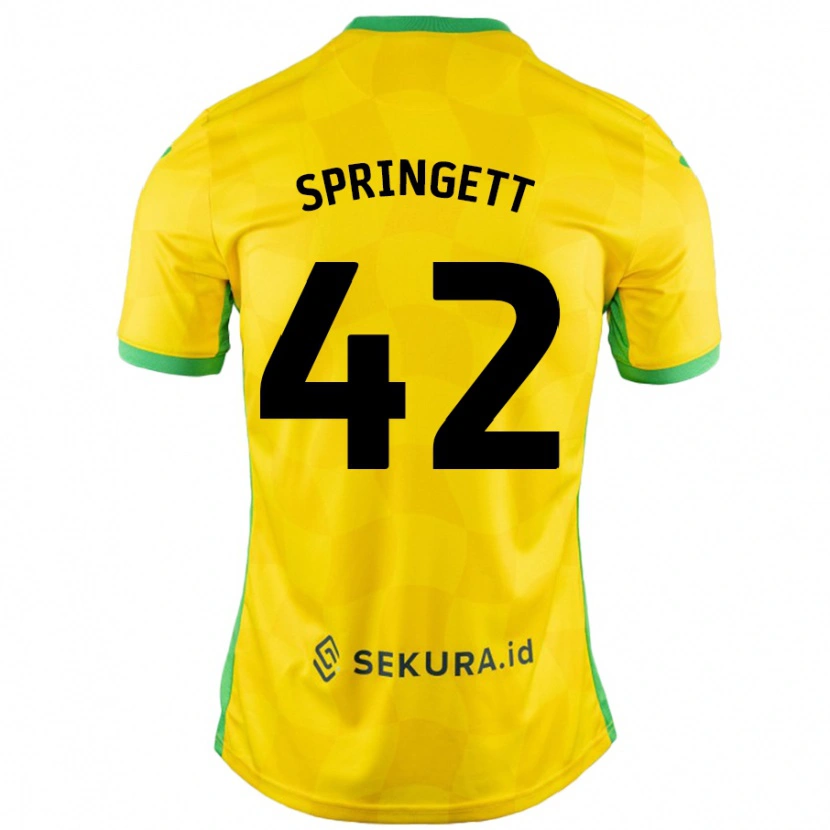 Danxen Kinderen Tony Springett #42 Geel Groen Thuisshirt Thuistenue 2024/25 T-Shirt