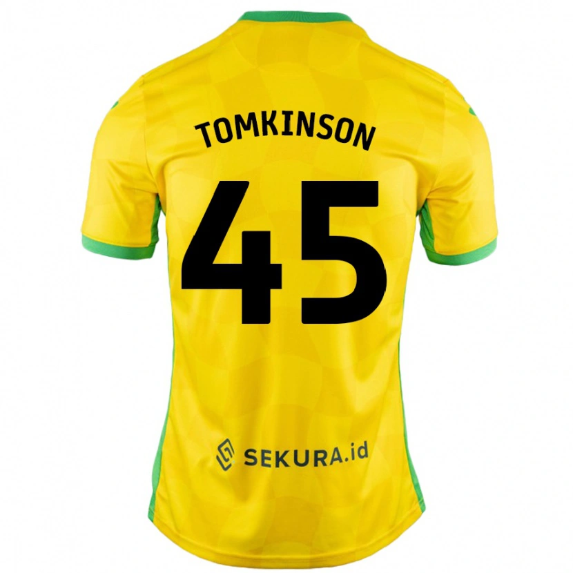 Danxen Kinderen Jonathan Tomkinson #45 Geel Groen Thuisshirt Thuistenue 2024/25 T-Shirt