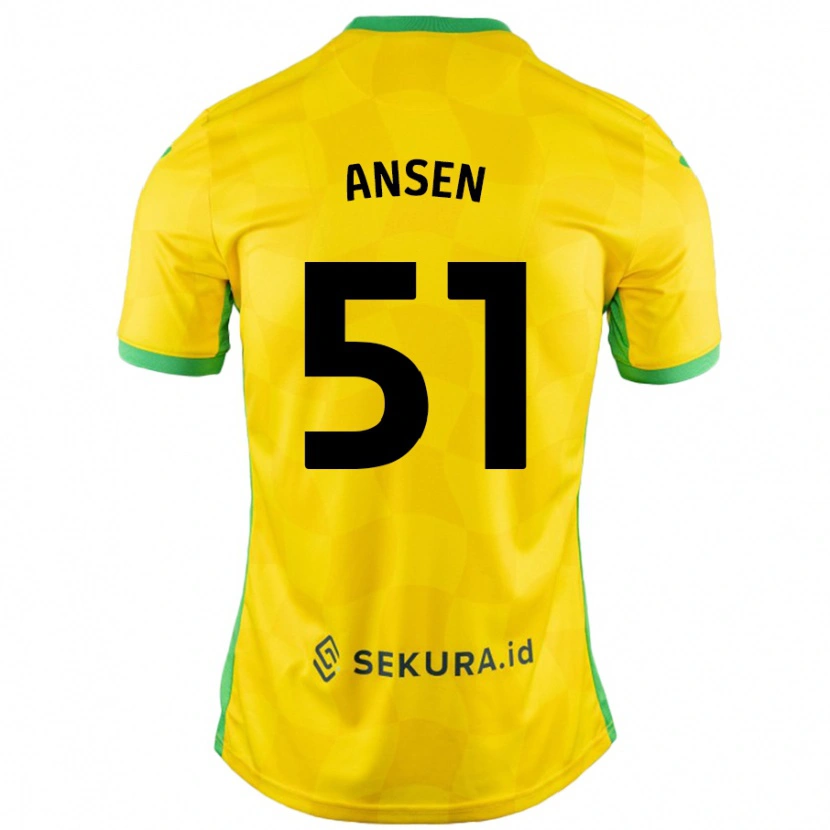 Danxen Kinderen Caleb Ansen #51 Geel Groen Thuisshirt Thuistenue 2024/25 T-Shirt