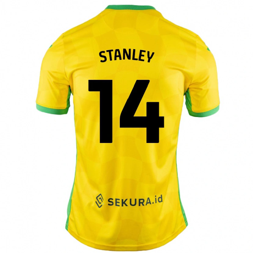 Danxen Kinderen Kathryn Stanley #14 Geel Groen Thuisshirt Thuistenue 2024/25 T-Shirt