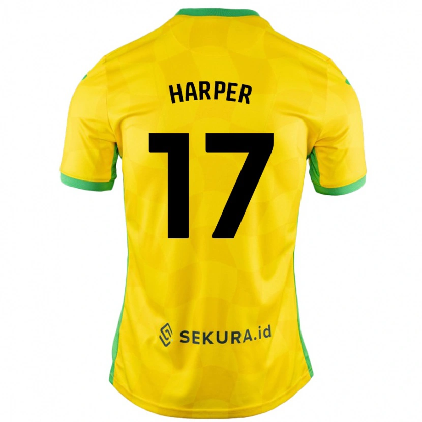 Danxen Kinderen Jess Harper #17 Geel Groen Thuisshirt Thuistenue 2024/25 T-Shirt