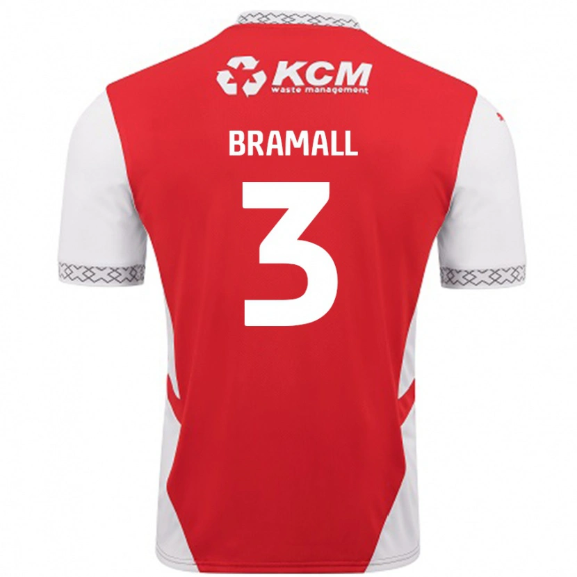 Danxen Kinderen Cohen Bramall #3 Rood Wit Thuisshirt Thuistenue 2024/25 T-Shirt