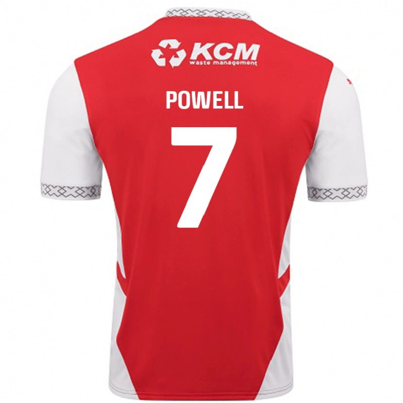 Danxen Kinderen Joe Powell #7 Rood Wit Thuisshirt Thuistenue 2024/25 T-Shirt