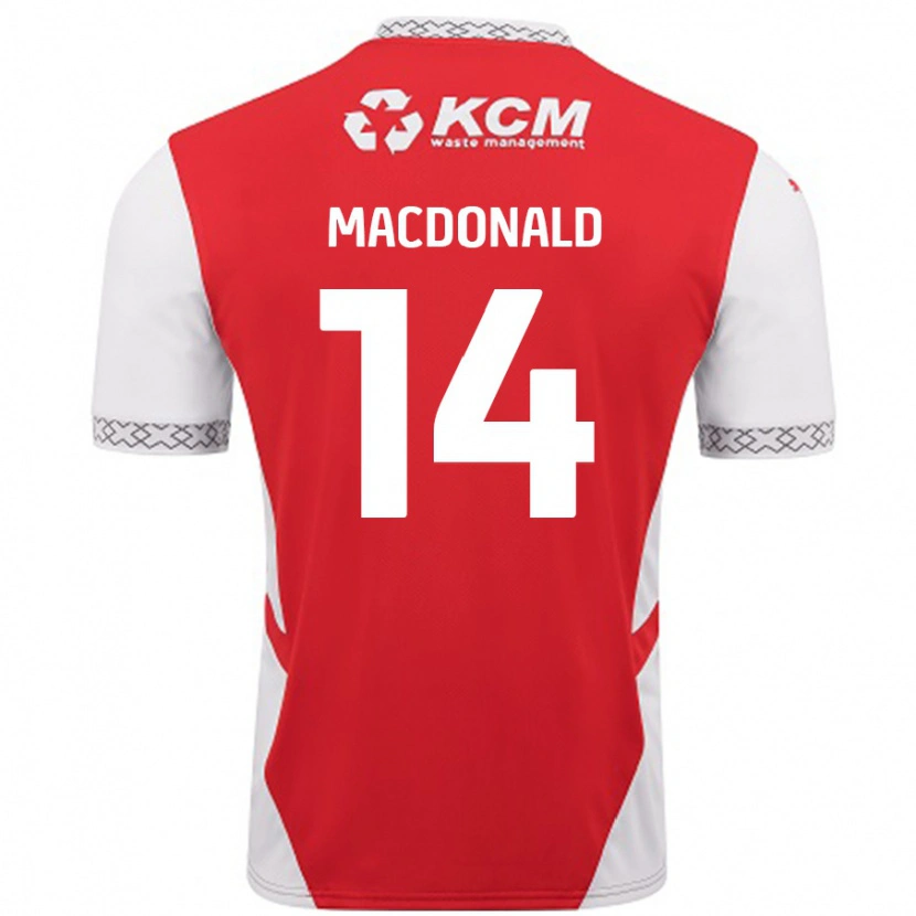 Danxen Kinderen Alex Macdonald #14 Rood Wit Thuisshirt Thuistenue 2024/25 T-Shirt