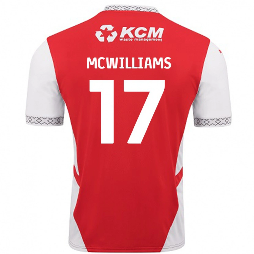 Danxen Kinderen Shaun Mcwilliams #17 Rood Wit Thuisshirt Thuistenue 2024/25 T-Shirt