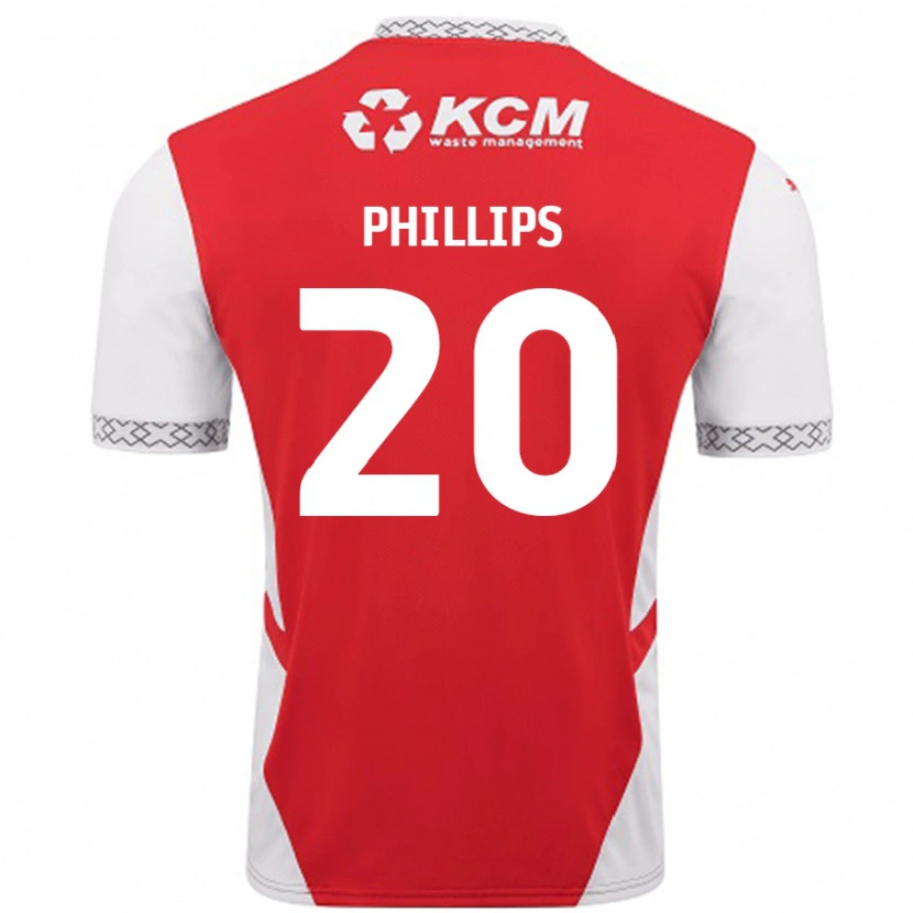 Danxen Kinderen Dillon Phillips #20 Rood Wit Thuisshirt Thuistenue 2024/25 T-Shirt