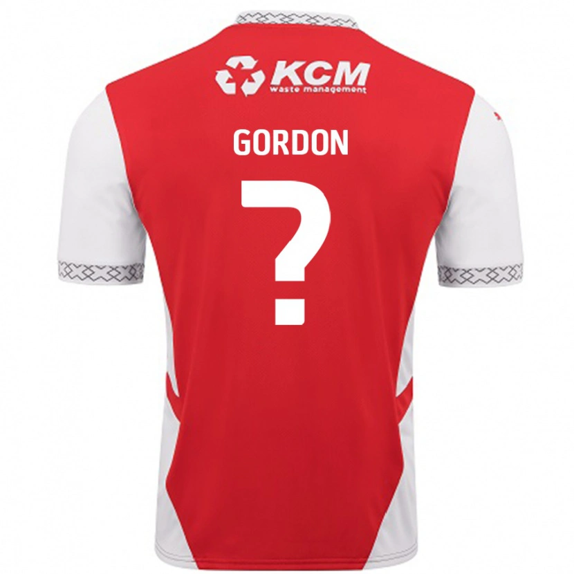 Danxen Kinderen Owain Gordon #0 Rood Wit Thuisshirt Thuistenue 2024/25 T-Shirt