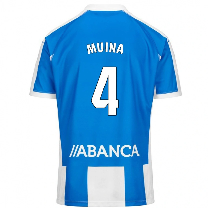 Danxen Kinderen Henar Muiña #4 Blauw Wit Thuisshirt Thuistenue 2024/25 T-Shirt