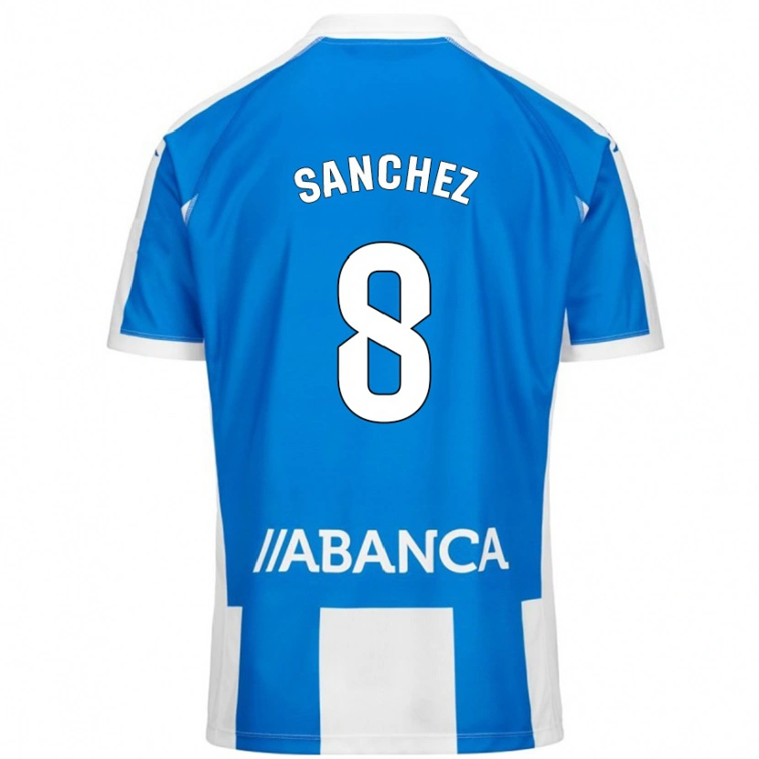 Danxen Kinderen Carlota Sánchez #8 Blauw Wit Thuisshirt Thuistenue 2024/25 T-Shirt