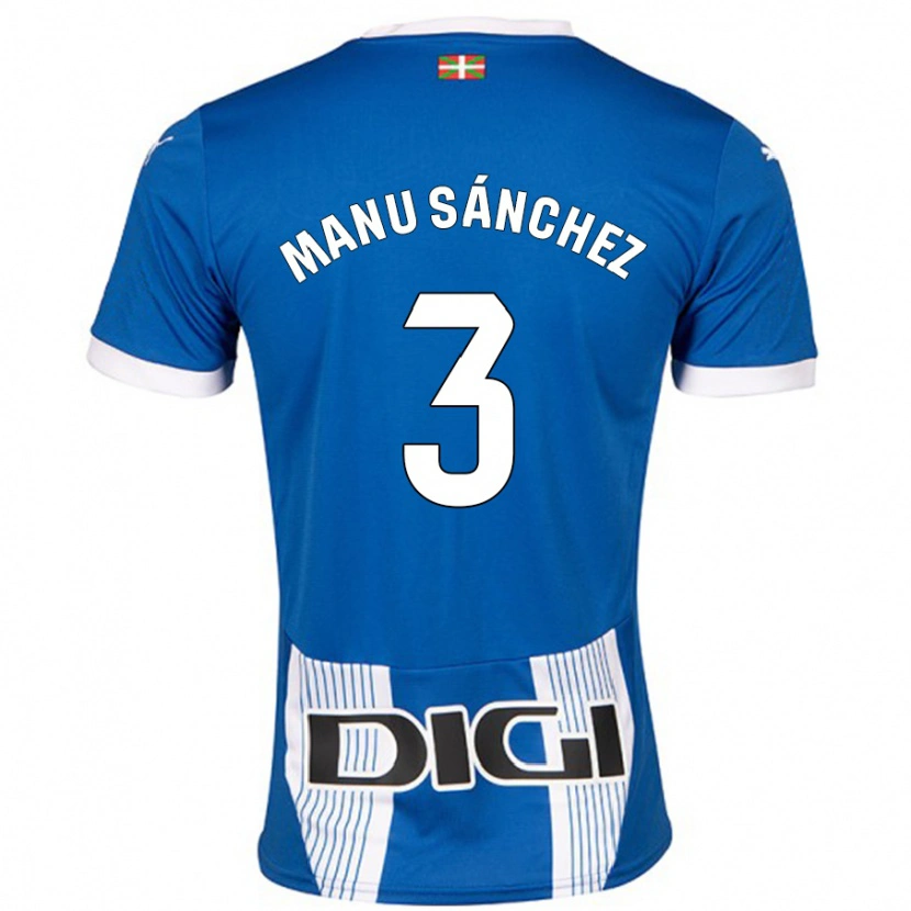 Danxen Kinderen Manu Sánchez #3 Blauw Thuisshirt Thuistenue 2024/25 T-Shirt