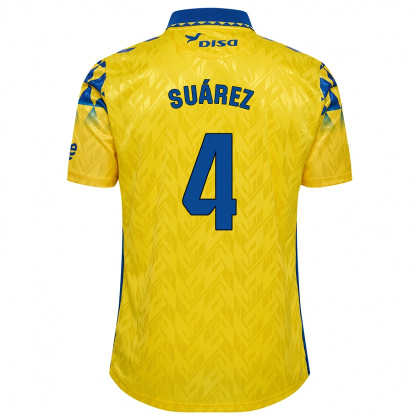 Danxen Kinderen Alex Suárez #4 Geel Blauw Thuisshirt Thuistenue 2024/25 T-Shirt