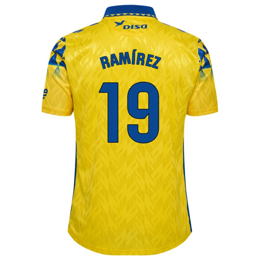 Danxen Kinderen Sandro Ramírez #19 Geel Blauw Thuisshirt Thuistenue 2024/25 T-Shirt