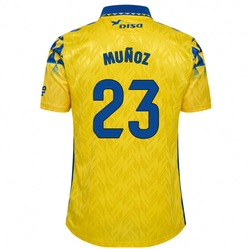 Danxen Kinderen Álex Muñoz #23 Geel Blauw Thuisshirt Thuistenue 2024/25 T-Shirt