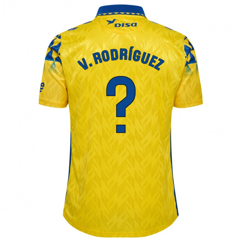 Danxen Kinderen Carlos Vicente Rodríguez #0 Geel Blauw Thuisshirt Thuistenue 2024/25 T-Shirt