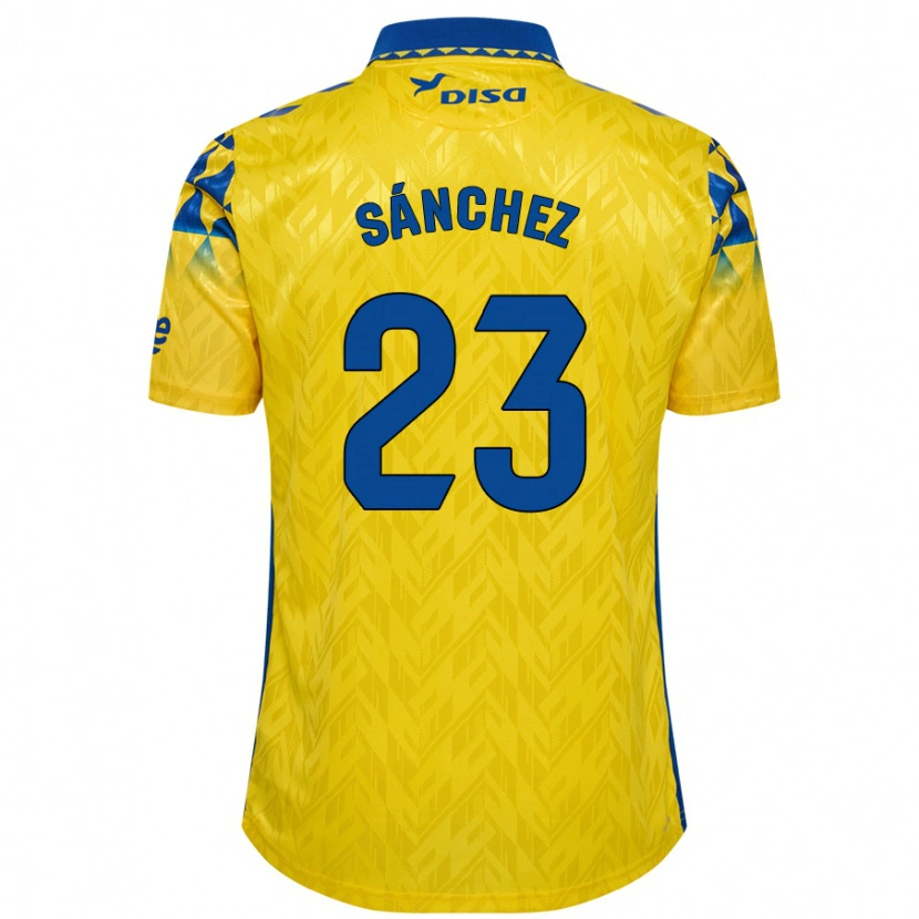 Danxen Kinderen Omar Sánchez #23 Geel Blauw Thuisshirt Thuistenue 2024/25 T-Shirt