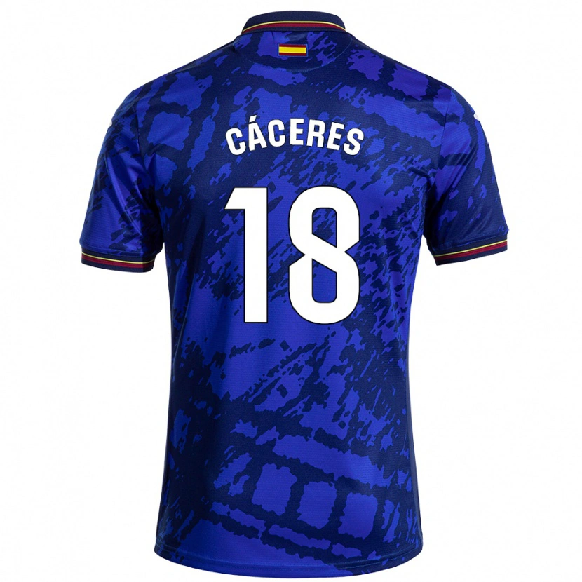 Danxen Kinderen Damián Cáceres #18 Donkerder Blauw Thuisshirt Thuistenue 2024/25 T-Shirt