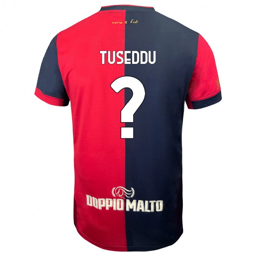 Danxen Kinderen Alessio Tuseddu #0 Rood Donkerder Blauw Thuisshirt Thuistenue 2024/25 T-Shirt