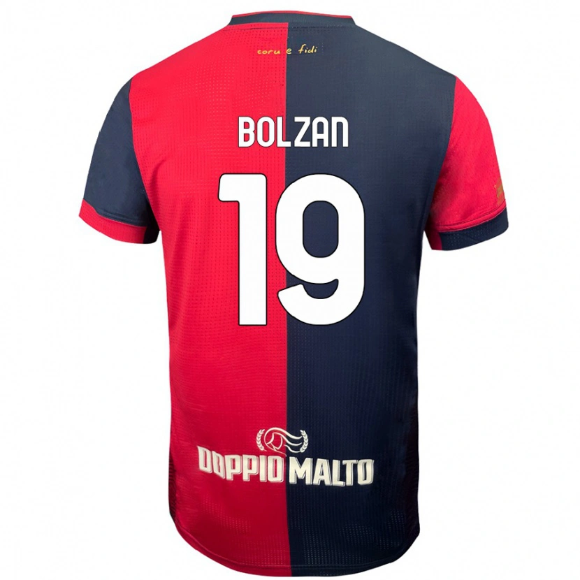 Danxen Kinderen Alessandro Bolzan #19 Rood Donkerder Blauw Thuisshirt Thuistenue 2024/25 T-Shirt