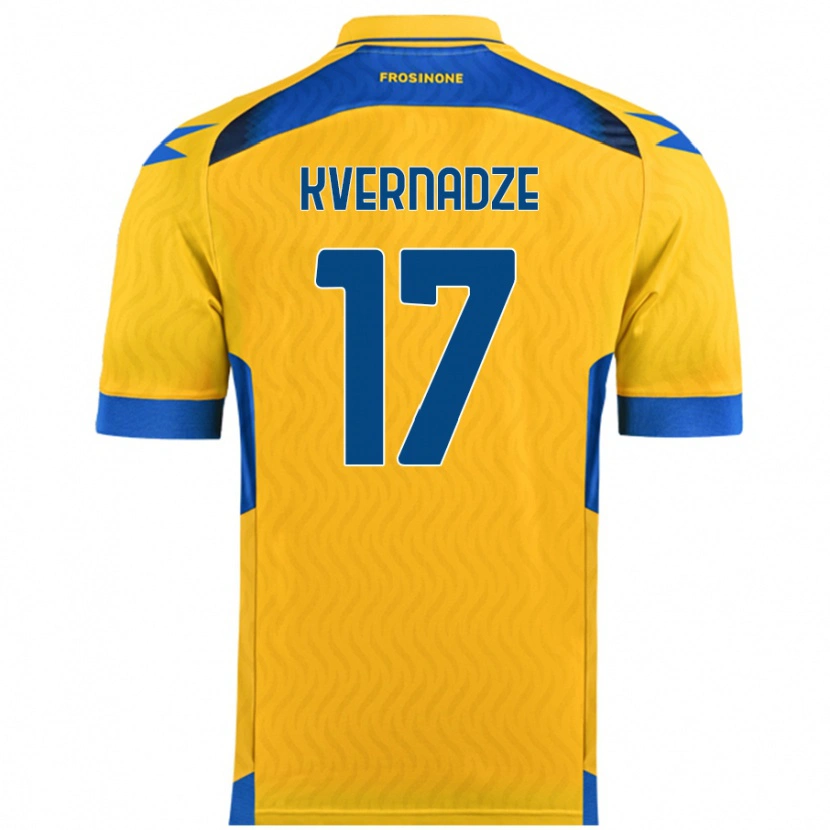 Danxen Kinderen Giorgi Kvernadze #17 Geel Thuisshirt Thuistenue 2024/25 T-Shirt