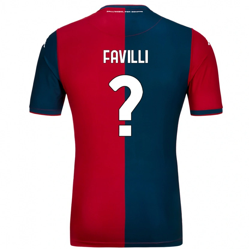 Danxen Kinderen Andrea Favilli #0 Rood Donkerblauw Thuisshirt Thuistenue 2024/25 T-Shirt