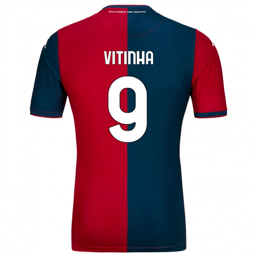 Danxen Kinderen Vitinha #9 Rood Donkerblauw Thuisshirt Thuistenue 2024/25 T-Shirt