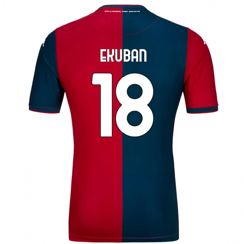 Danxen Kinderen Caleb Ekuban #18 Rood Donkerblauw Thuisshirt Thuistenue 2024/25 T-Shirt