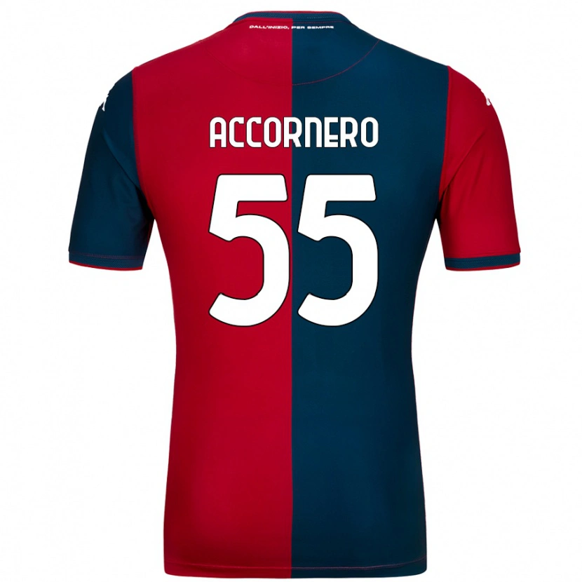 Danxen Kinderen Federico Accornero #55 Rood Donkerblauw Thuisshirt Thuistenue 2024/25 T-Shirt