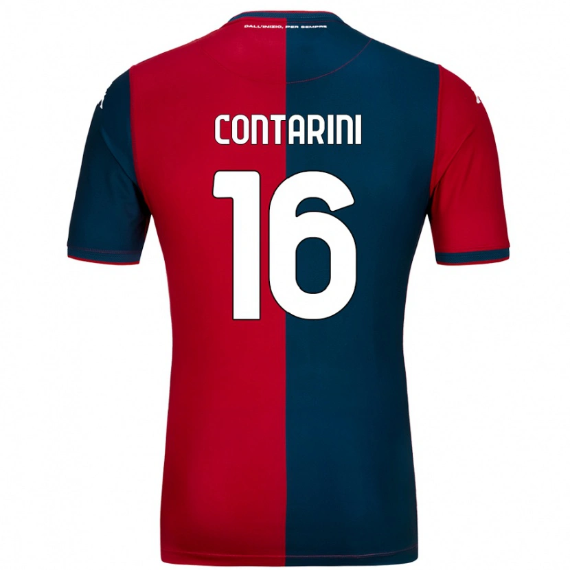 Danxen Kinderen Jacopo Contarini #16 Rood Donkerblauw Thuisshirt Thuistenue 2024/25 T-Shirt