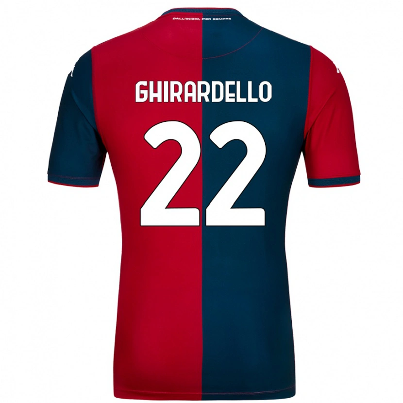 Danxen Kinderen Tommaso Ghirardello #22 Rood Donkerblauw Thuisshirt Thuistenue 2024/25 T-Shirt