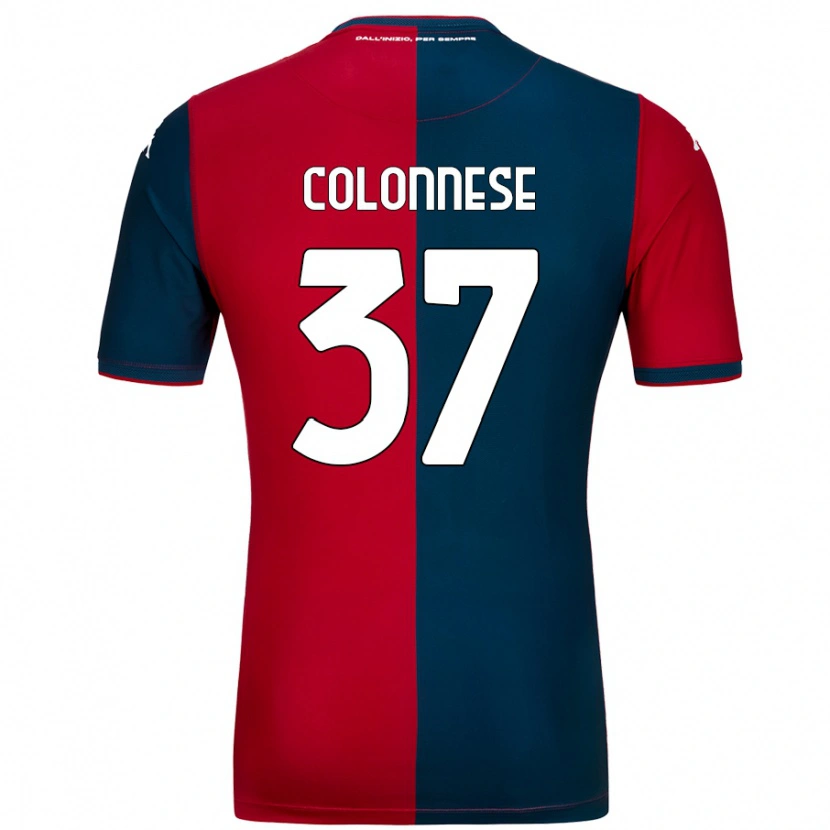 Danxen Kinderen Lorenzo Colonnese #37 Rood Donkerblauw Thuisshirt Thuistenue 2024/25 T-Shirt