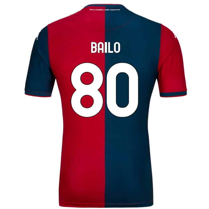 Danxen Kinderen Giorgio Bailo #80 Rood Donkerblauw Thuisshirt Thuistenue 2024/25 T-Shirt