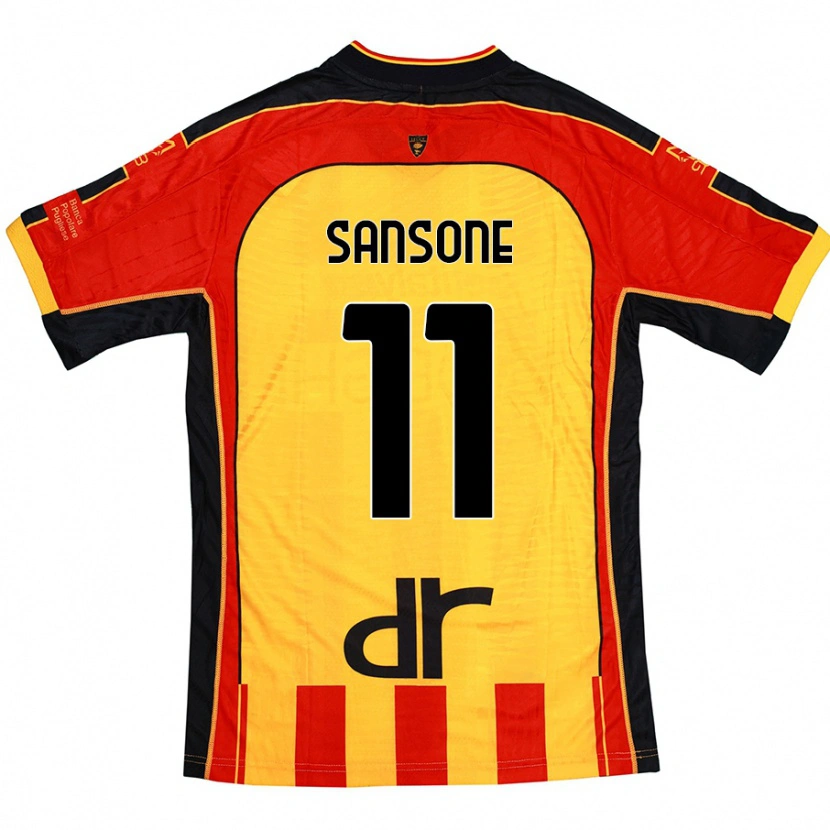 Danxen Kinderen Nicola Sansone #11 Geel Rood Thuisshirt Thuistenue 2024/25 T-Shirt