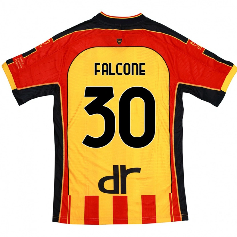 Danxen Kinderen Wladimiro Falcone #30 Geel Rood Thuisshirt Thuistenue 2024/25 T-Shirt