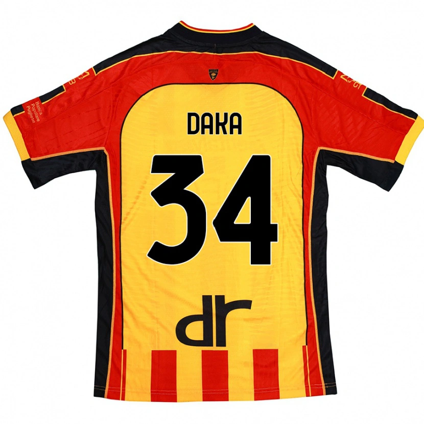 Danxen Kinderen Dario Daka #34 Geel Rood Thuisshirt Thuistenue 2024/25 T-Shirt