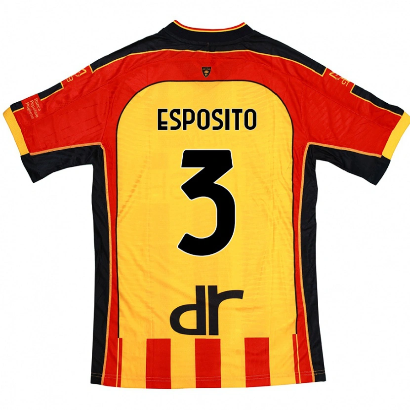 Danxen Kinderen Sebastian Esposito #3 Geel Rood Thuisshirt Thuistenue 2024/25 T-Shirt